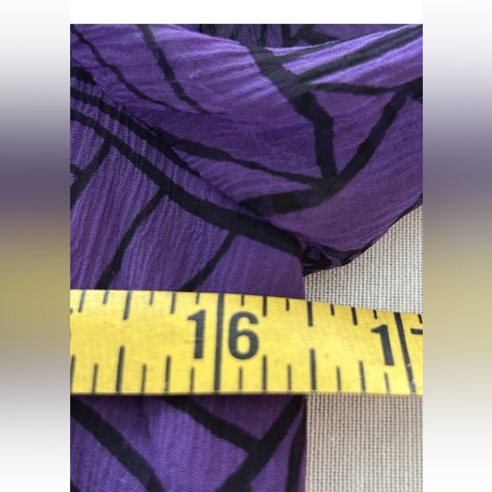 Silkland 100% silk fully lined purple/Black kimono style wrap blouse size small - Picture 8 of 12